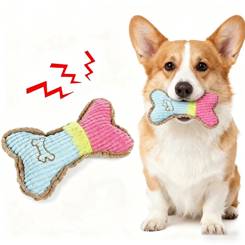 Dog Squeaky Toys Bones Plush Dogs Chew Toy for Small Medium Breed Puppy Aggressive Chewer Pets 1005010751513910