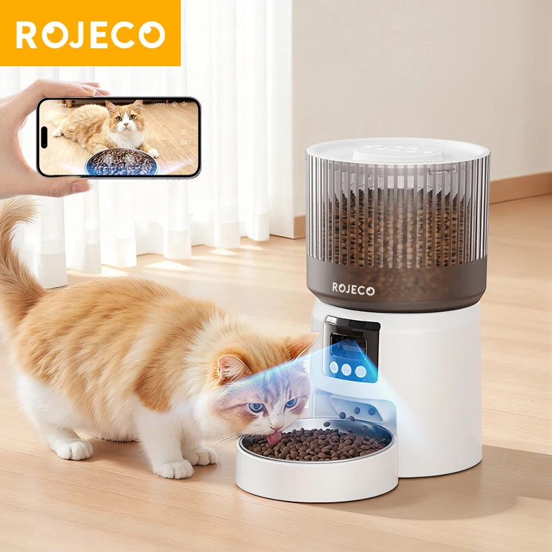 ROJECO Automatic Cat Feeder with 1080P HD Camera Video Smart Cat Food Dispenser WIFI Remote Control 1005010758606964