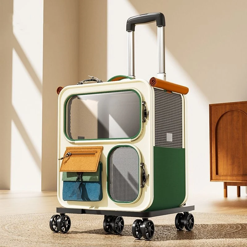 Rolling Cat Carrier with Wheels for Large Cats Small Dogs Up to 10kg Ideal for Travel Walking 1005010760728299