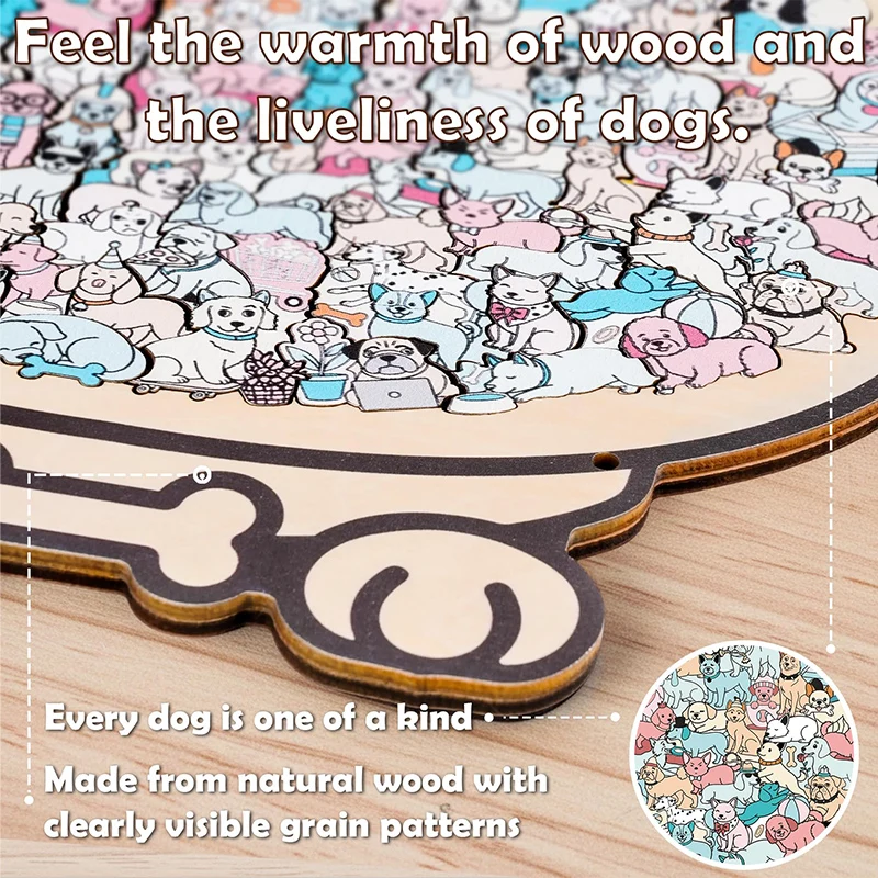 New DIY Dog Puzzle Fun Wooden Educational Toys Dog Animal Decompression Handmade Assembled Toy Gift 1005010763851145