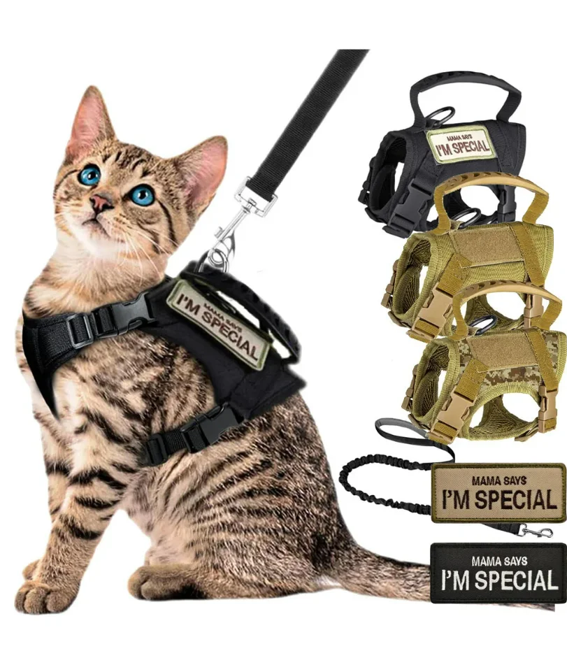 Tactical Cat Dog Harness Leash for Working Adjustable Pet Vest Harness Soft Mesh Training Puppy 1005010764156533
