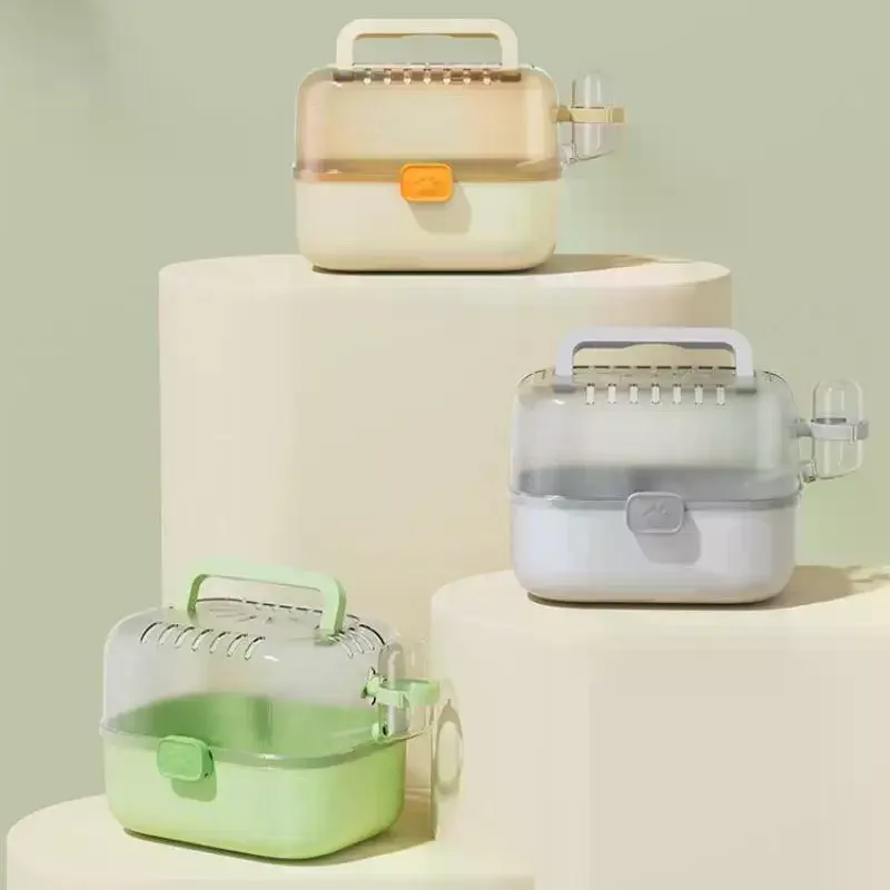 Portable Hamster Carrying Cage with Handle Water Bottle Chinchilla Carrier Box Small Animal Hamster 1005010764797359