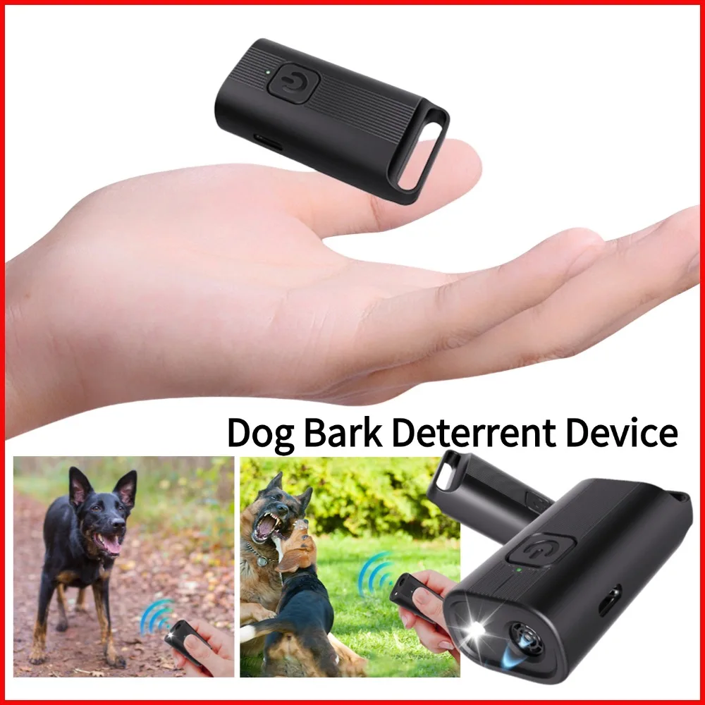 Ultrasonic Dog Bark Deterrent Device Long Range Rechargeable Trainer with LED Flashlight 1005010765668500