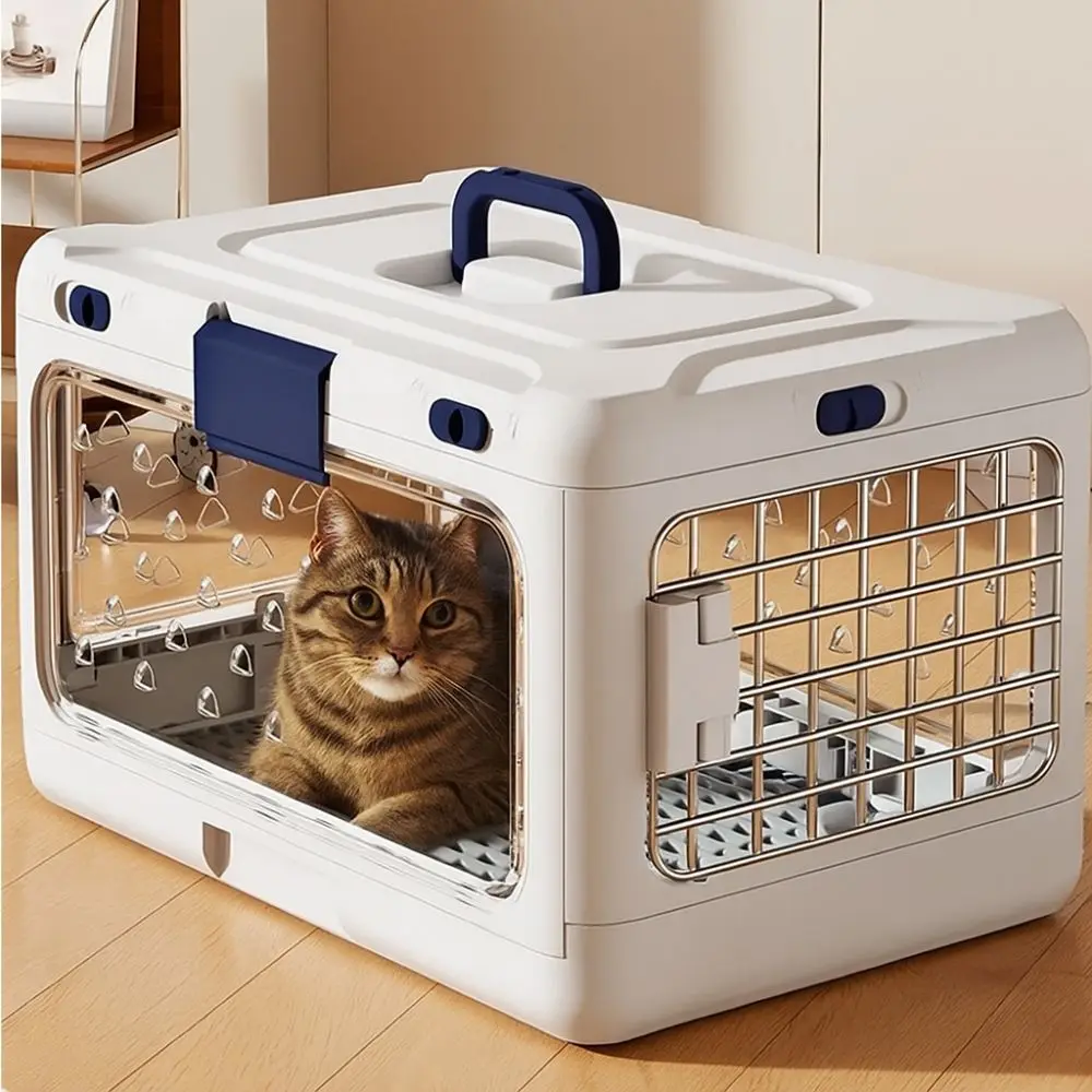 Collapsible Pet Carrier Box Breathable Thickening Cat Transport Box with Handle Plastic Pet Travel 1005010767690913