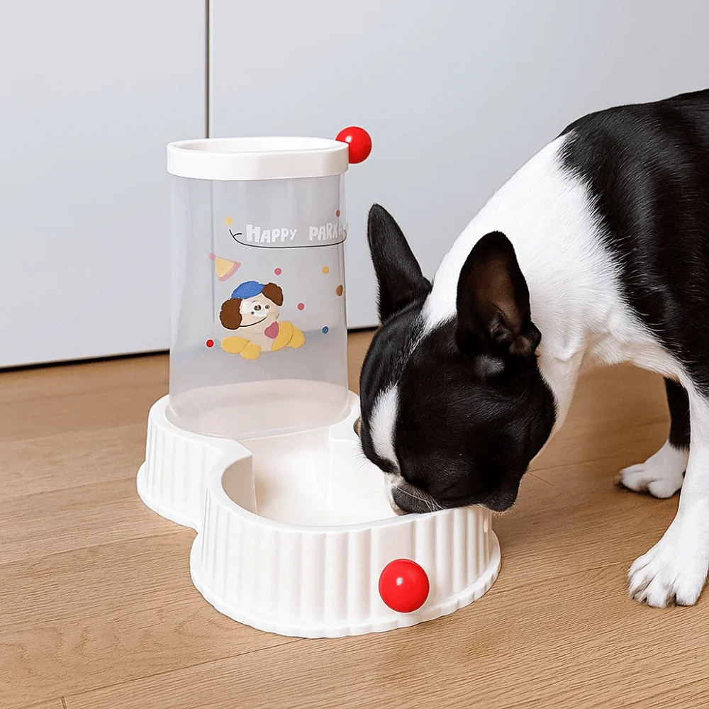 Cute Cartoon Dog Food Dispenser Detachable Large Capacity Automatic Feeder Plastic Pet Water 1005010767852368