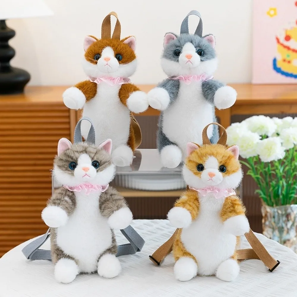 Soft Realistic Cat Backpack Fluffy Kawaii Simulated Puppet Daypack Anime Cartoon Stuffed Animals 1005010770970379