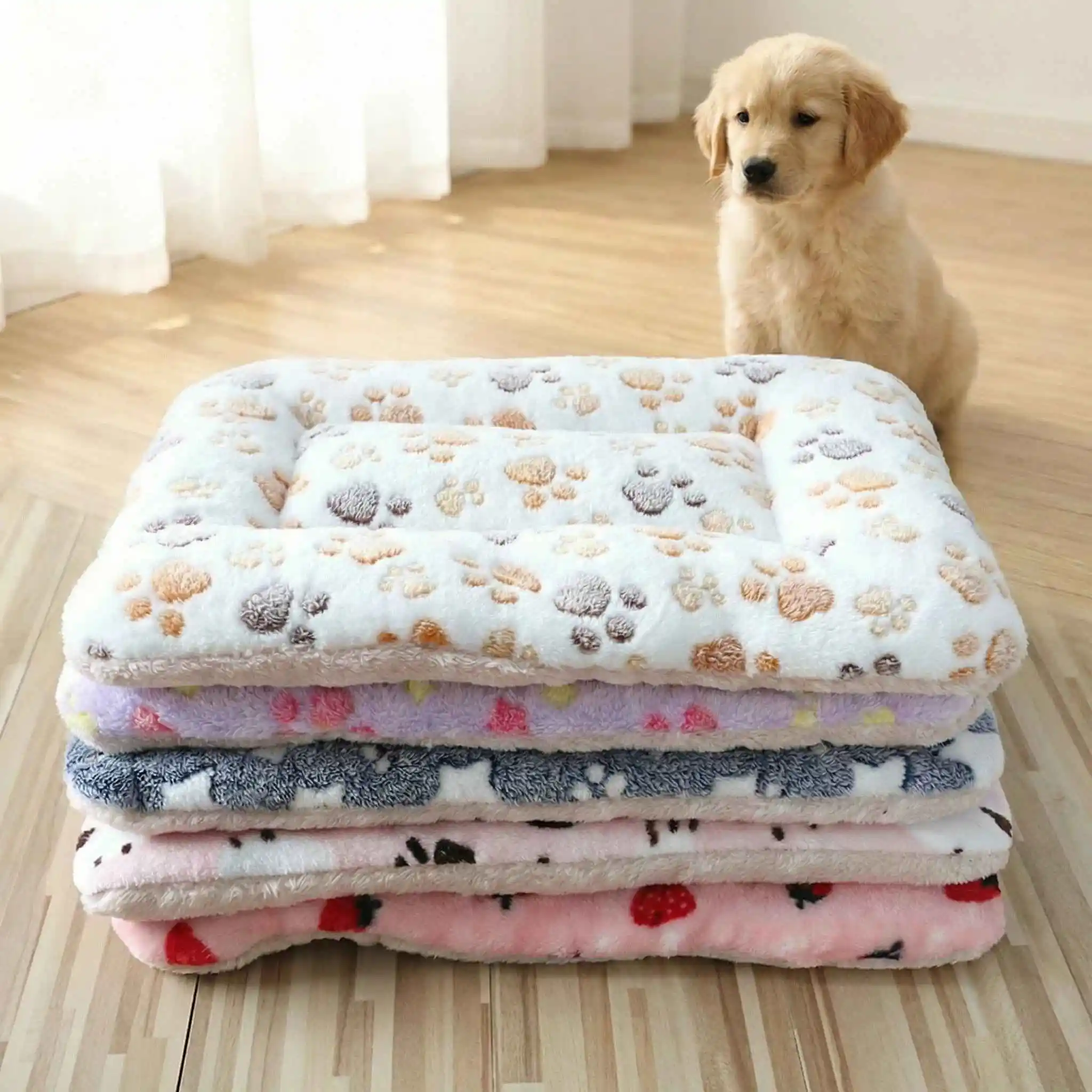Portable Dog Sleeping Bed Mats Pet Blanket Plush Washable Cat Sofa Mat Home Travel Comfortable Warm 1005010774256168