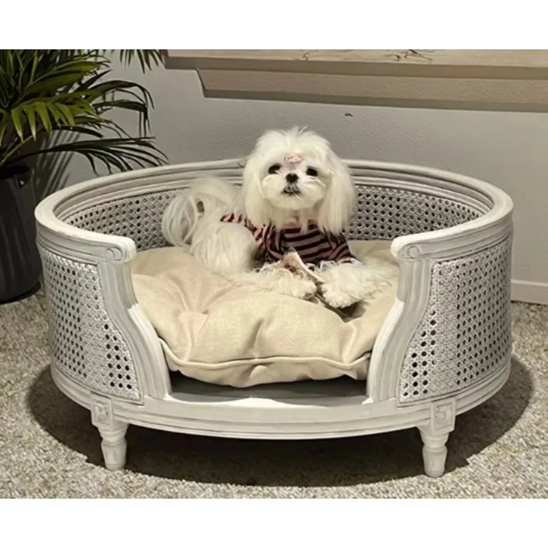 Small Dog House Eco-Friendly Solid Wood Sofa Bed with Retro Classic Elevated Cushion for Cat and Dog 1005010777794228