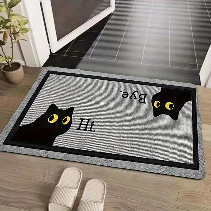 Cartoon Black Cat Entrance Mat Is Used for Door Dining Area Bedroom and Indoor Mats. It Is Easy To 1005010778211726