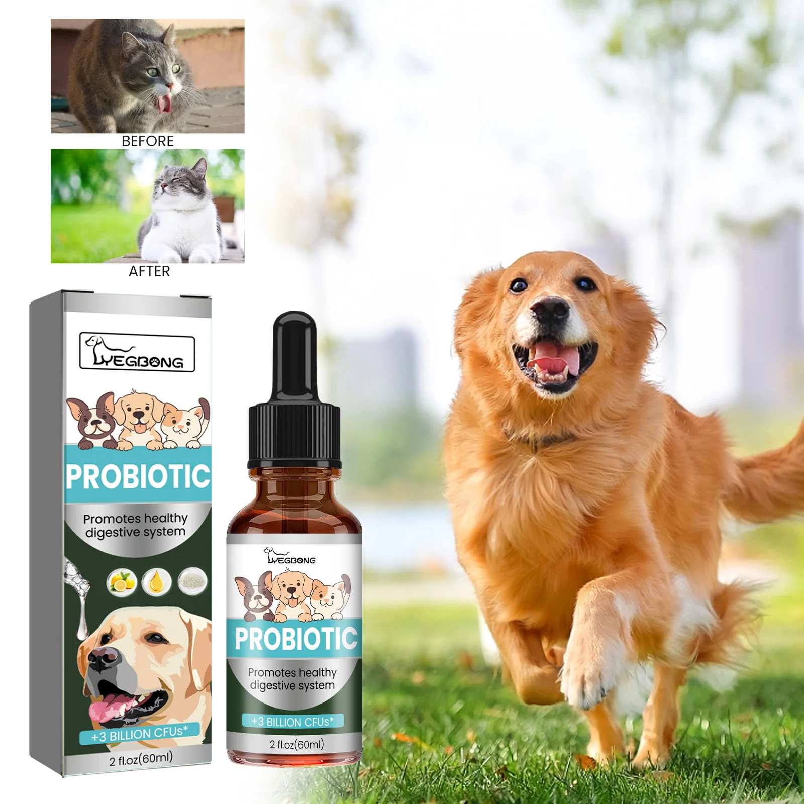 Probiotic Drops to Boost Pet Immunity, Relieve Discomfort in Cats and Dogs, Oral Care for Pets 1005010779111941