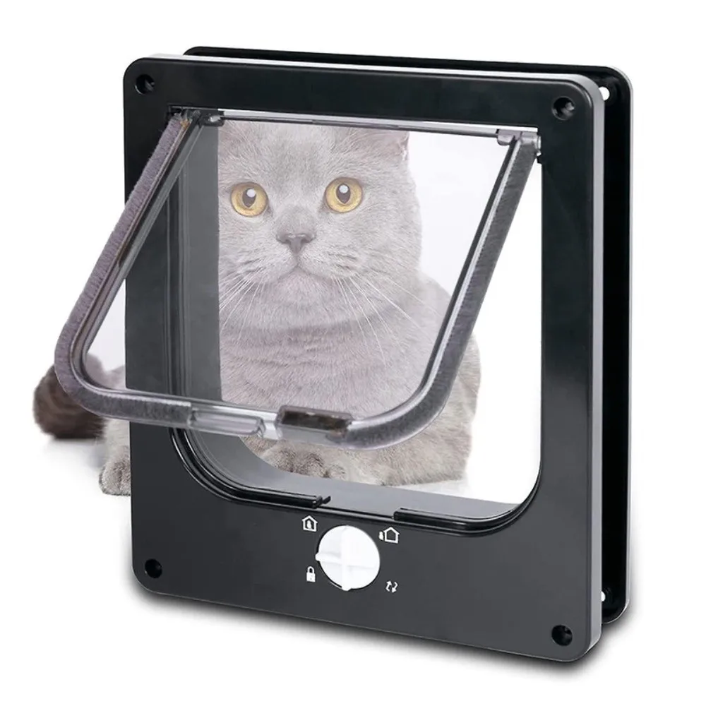 4 Ways Locking Cat Flap Door with Security Lock Easy Installation ABS Self-Closing Pet Door 1005010787323831