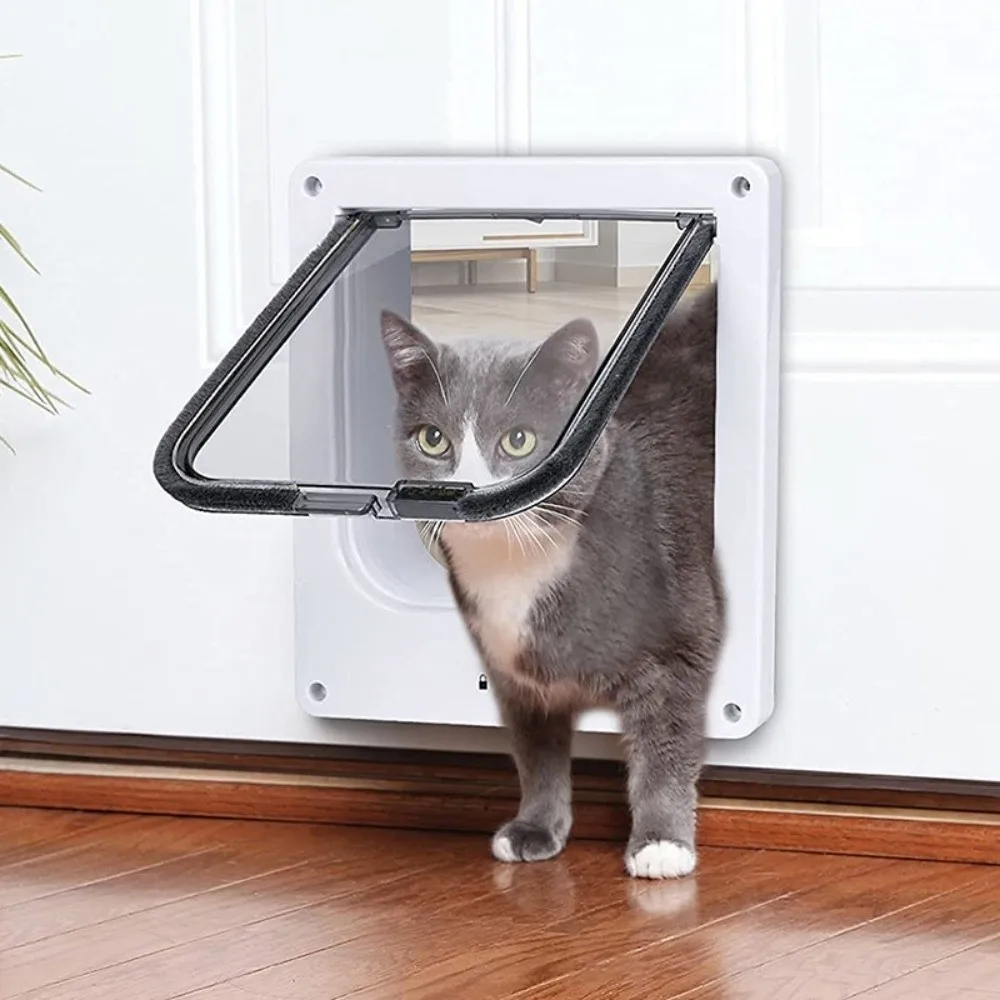 4 Ways Locking Cat Flap Door with Security Lock Easy Installation Weatherproof Self-Closing Pet 1005010787857035
