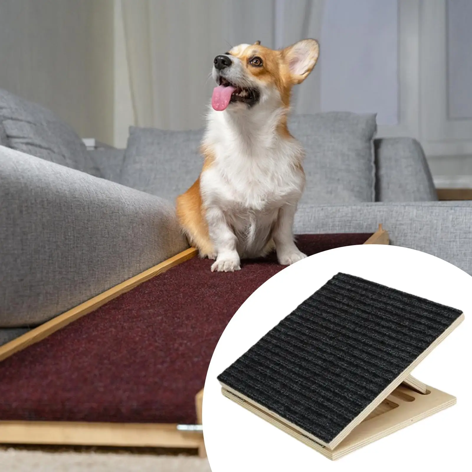 Adjustable Dog Ramp Wooden Pet Stairs with Non Slip Mat Foldable Ladder for Small Puppy Cats Senior 1005010789094582