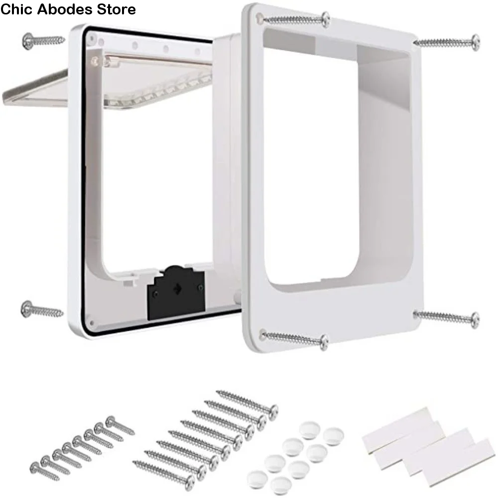 Ways Locking Cat Flap Door with Security Lock Easy Installation Weatherproof Self-Closing Pet 1005010790025854