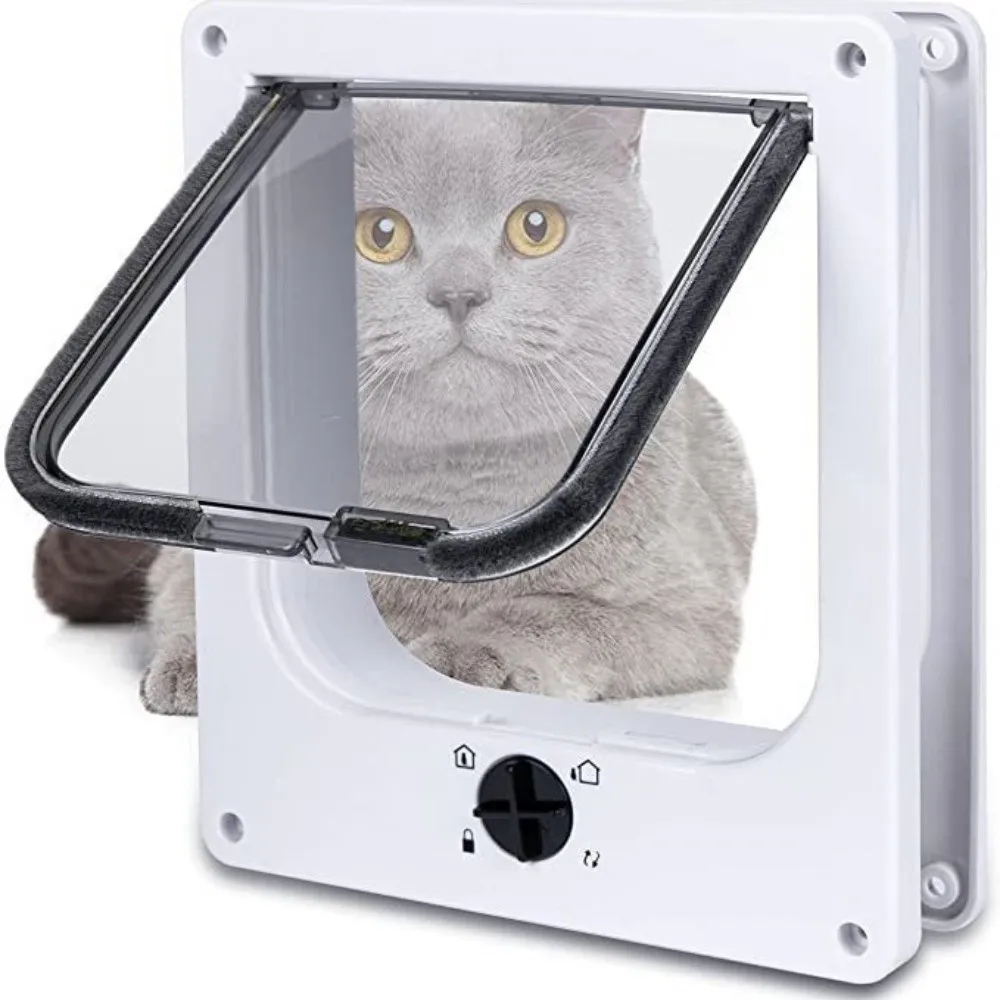 Ways Locking Cat Flap Door with Security Lock ABS Weatherproof Self-Closing Pet Door Easy 1005010790099398