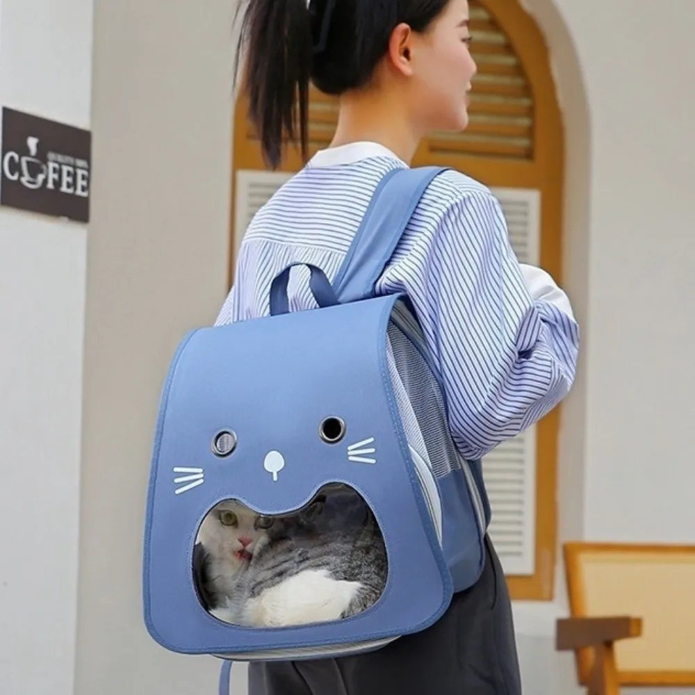 Foldable Cat Carrier Bag Large Capacity Collapsible Kitten Carrying Bag Breathable Transparent 1005010790393317
