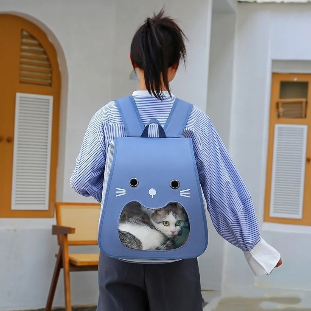 Cute Foldable Cat Carrier Bag Large Capacity Breathable Pet Carry Backpack Hands-Free Collapsible 1005010790412406