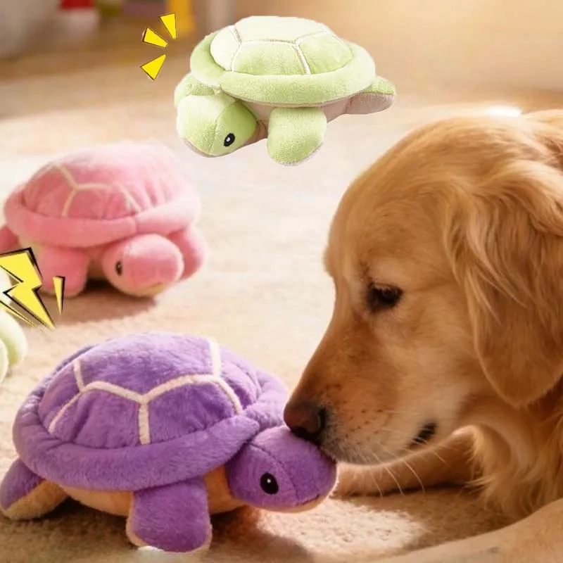 Dog Chew Toy Plush Turtle Squeaky Interactive Bite-Resistant Puppy Toy Companionship Training 1005010792029503