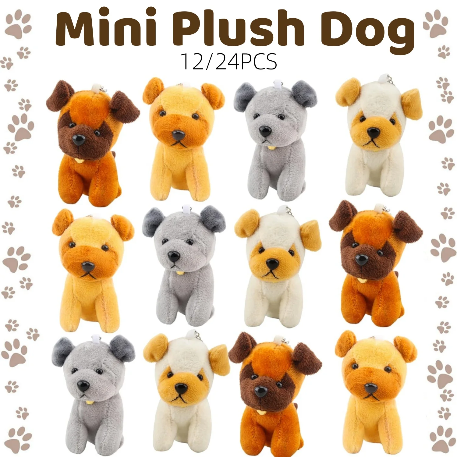 12/24PCS Mini Plush Dogs Bulk 12cm Puppy Stuffed Animals Soft Cute Small Dogs for Goodie Bags Baby 1005010792483019