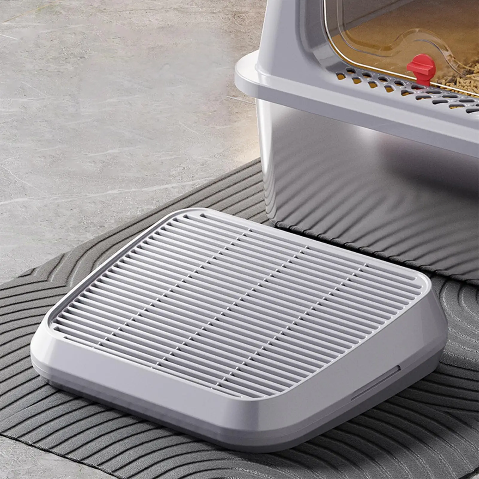Litter Catcher Litter Trap Mat Cat Ramp Double Layer Elevated Tray with Filter Function Non-Slip 1005010794019260