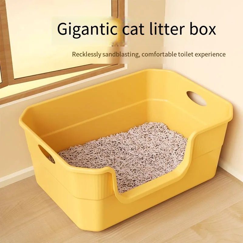 Extra-Large Cat Litter Box Anti-Splash Semi-Enclosed Open Pet Toilet Extra-Large Pet Sand Box 1005010795130029