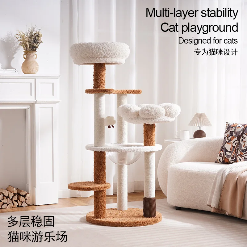 Big Cat Tree for Large Cats with Sisal Scratching Posts Multi-Level Tower Condo Indoor Toys (128cm) 1005010795858384