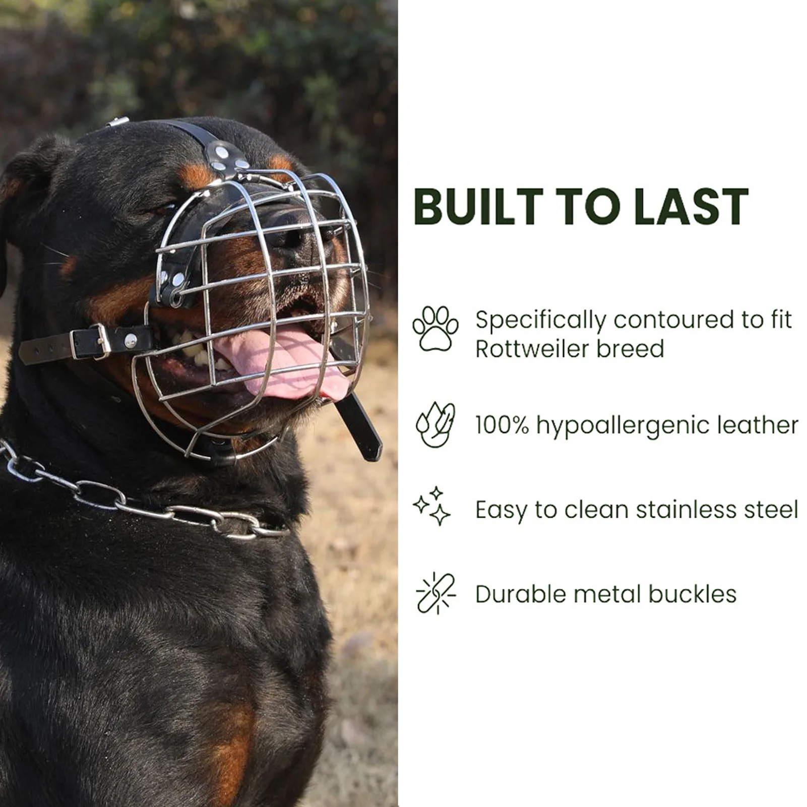 Dog Muzzles to Prevent Biting Metal Wire Dog Mouth Guard with PU Leather Strap Breathable Cage 1005010796907872