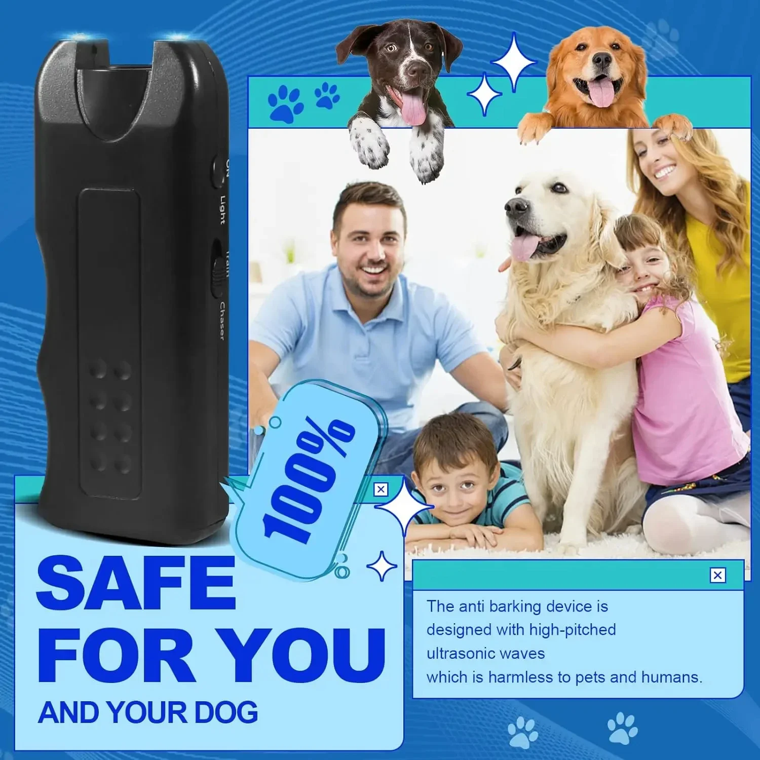 Ultrasonic Dog Repeller Portable Anti-Barking Deterrent Handheld 3in1 Dog Training Device Repel 1005010799035794