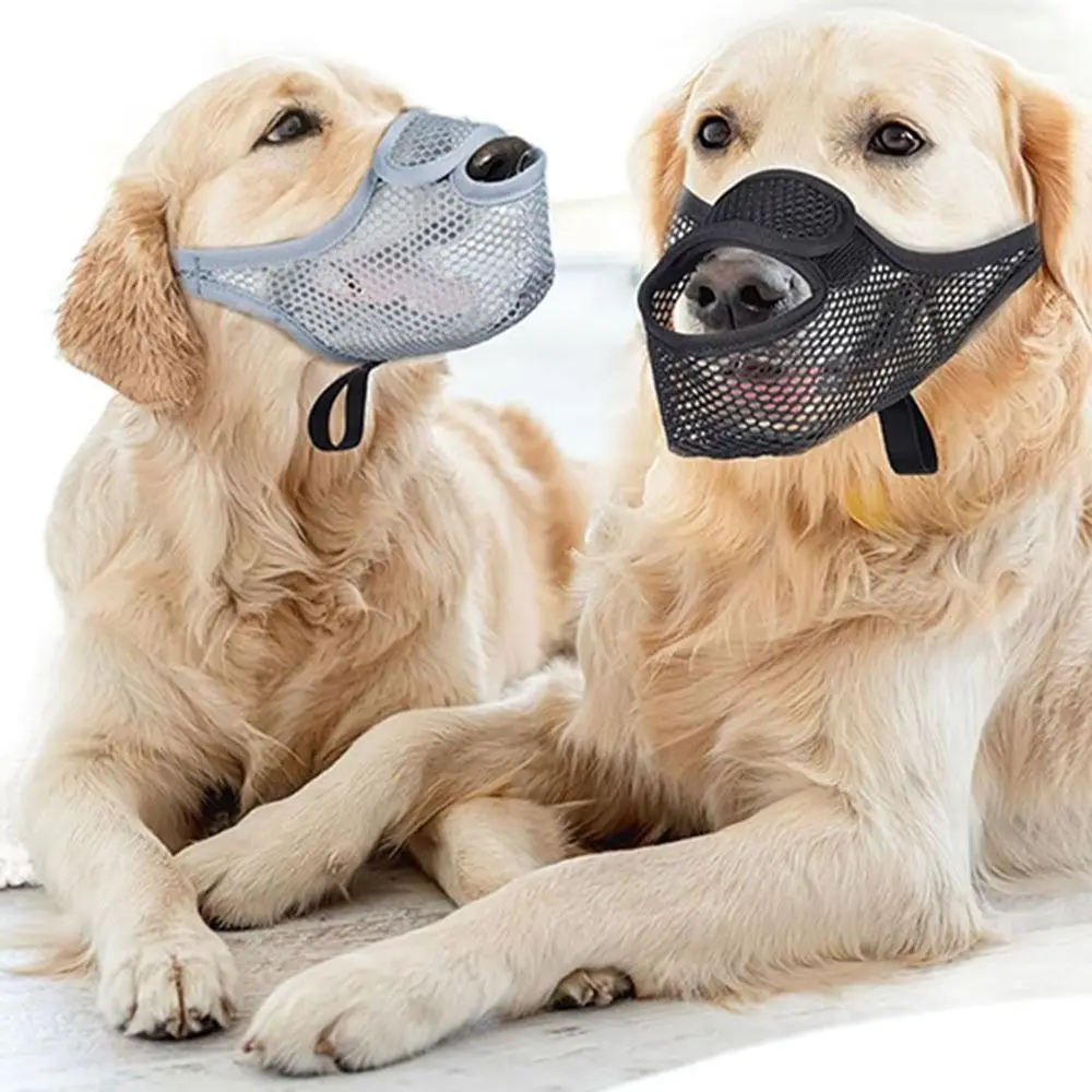 Breathable Mesh Dog Muzzle Adjustable Strap Anti-Bite Dog Mouth Cover Anti-Barking Lick Control Pet 1005010799850614