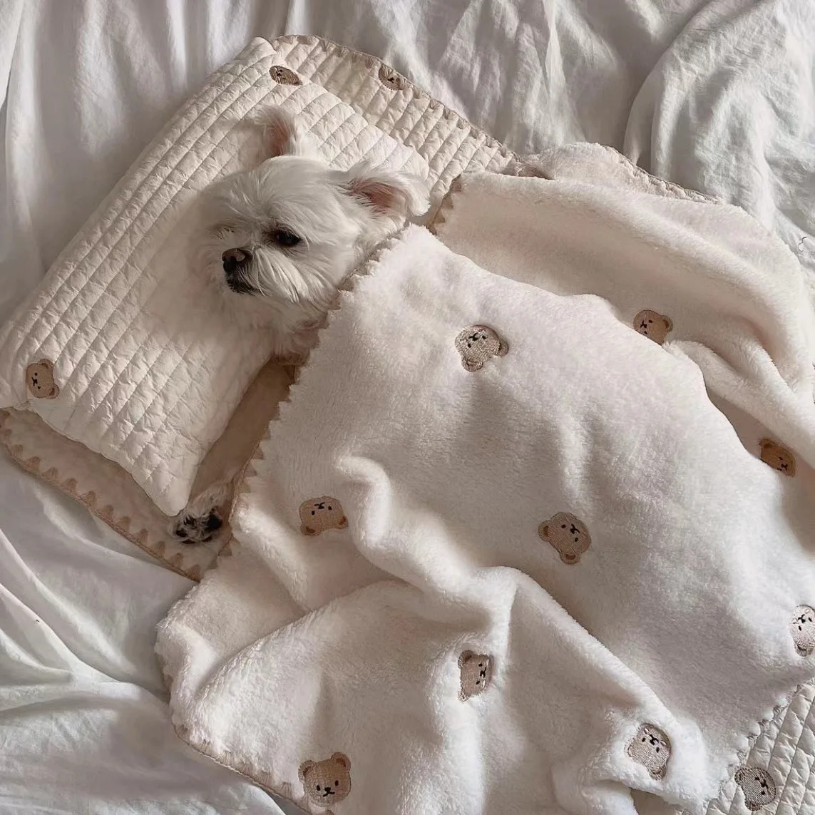 3Pcs /Set Dog Bed Set with Pillow Mattress Comforter Removable Washable Cat Nest Soft Comfortable 1005010801833359