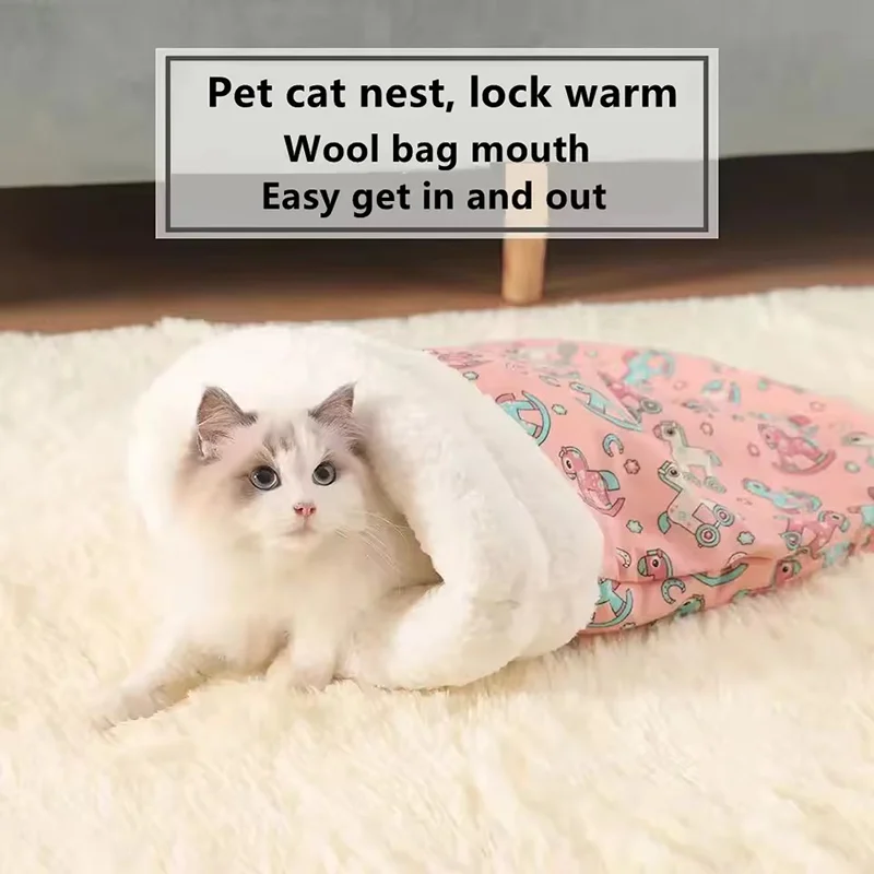 Cozy Cat Bed Winter Warm Sleeping Bag Semi Enclosed Pet Nest for Cats Four Seasons Universal Soft 1005010804740642