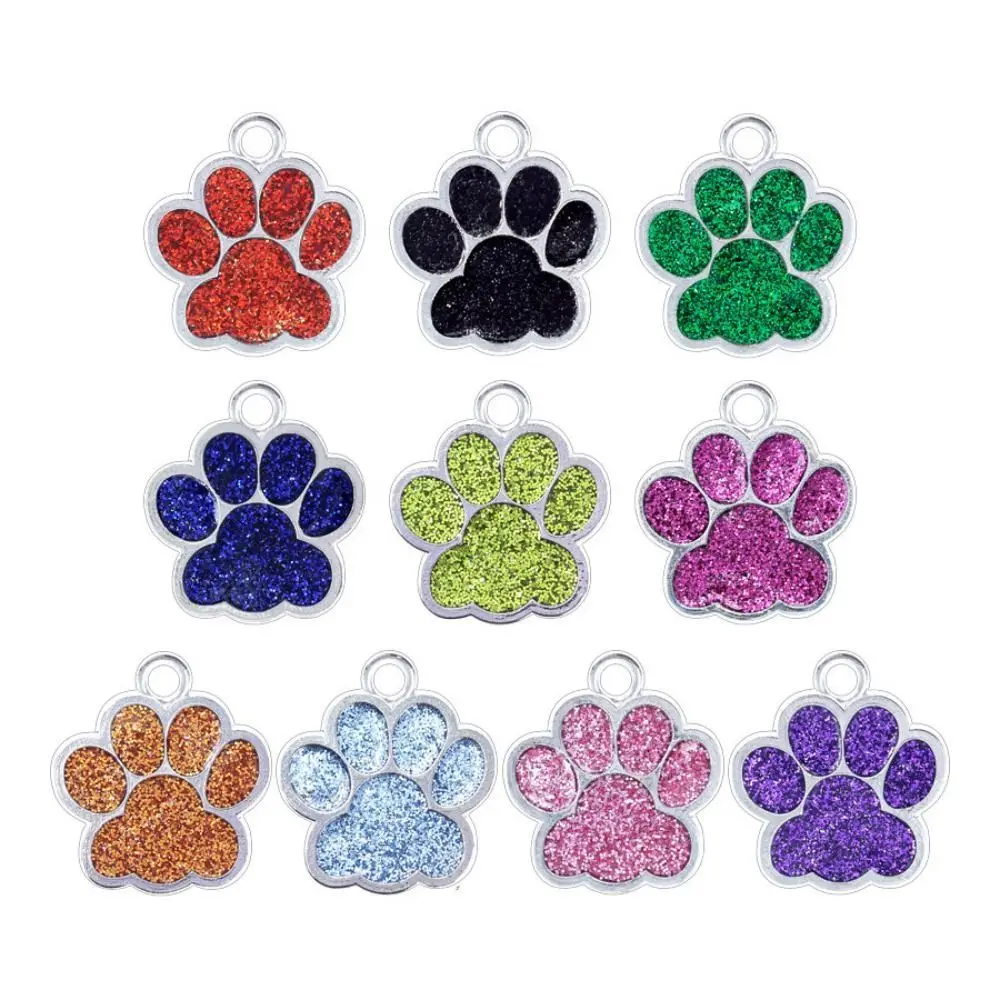 Cat Dog Paw Print Dog Cat Tags Personalized Exquisite Pet Glitter Pendant Anti-Lost with Hook Pet 1005010808551180