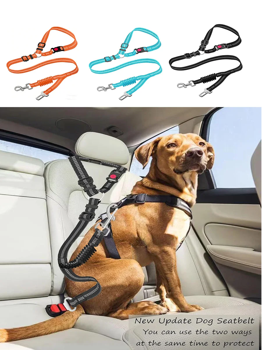 117cm Dog Seat Belt Adjustable Dog Car Harness Seatbelt Nylon Leash Seat Belt With Elastic Bungee 1005010810871849