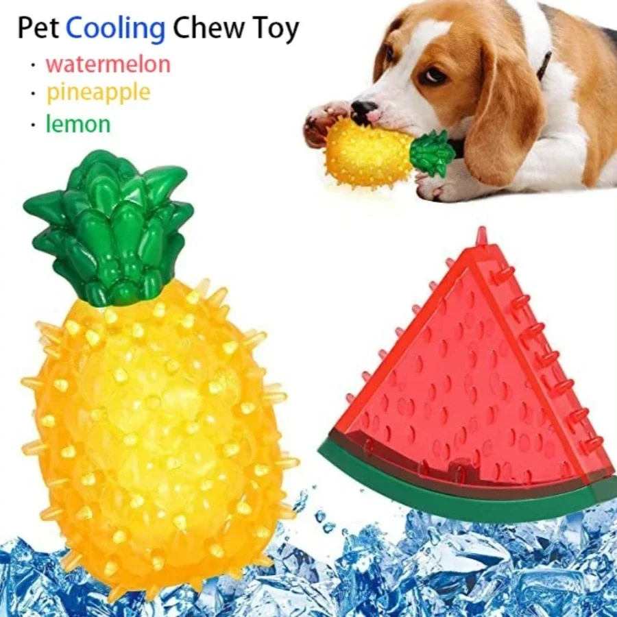 Pet Cooling Chew Toy Reusable Dog Cat Toy Teething Summer Cooling Watermelon Pineapple Lemon 1005011524210727