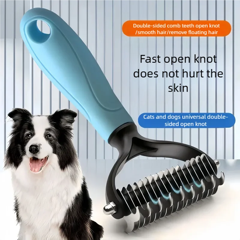 Pet Deshedding Brush Double Sided Pet Grooming Tool for Shedding and Dematting 1005011532430015