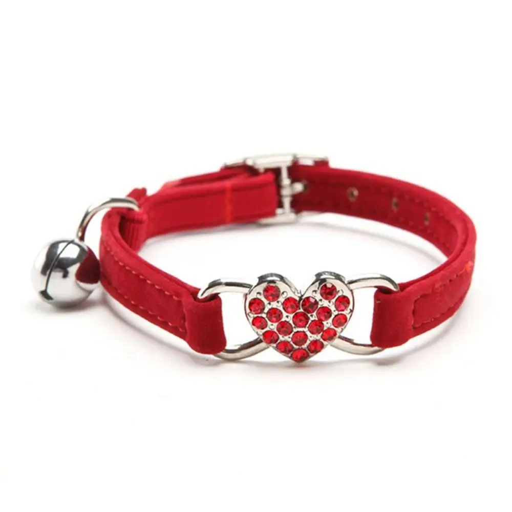 Safety Heart Bell Cat Collar Elastic Adjustable Adjustable Colored Diamonds Cat Collar Soft With 1005011532801059