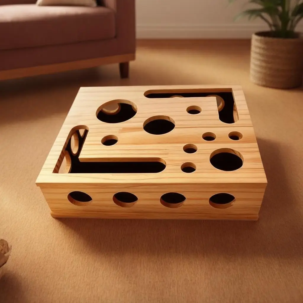 Cat Scratch Puzzle Box Wooden Interactive Multiple Holes Funny Cat Toy Sandpaper Inside for Indoor 1005011540560730
