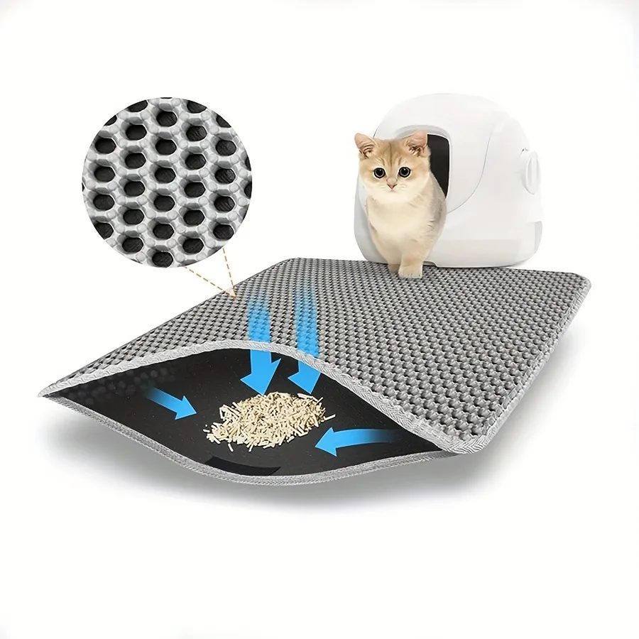 Soft Double-Layer Cat Litter Mat, Waterproof and Thickened Cat Litter Collection Mat 1005011540933225