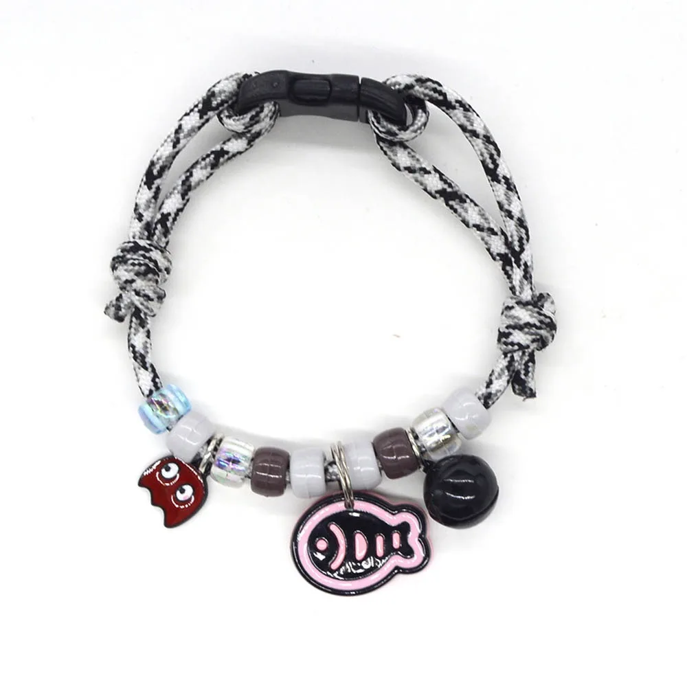 Cute Colorful Pet Necklace Braided Adjustable Cat Neck Chain with Bells Cat Puppy Collar Pet 1005011541096673