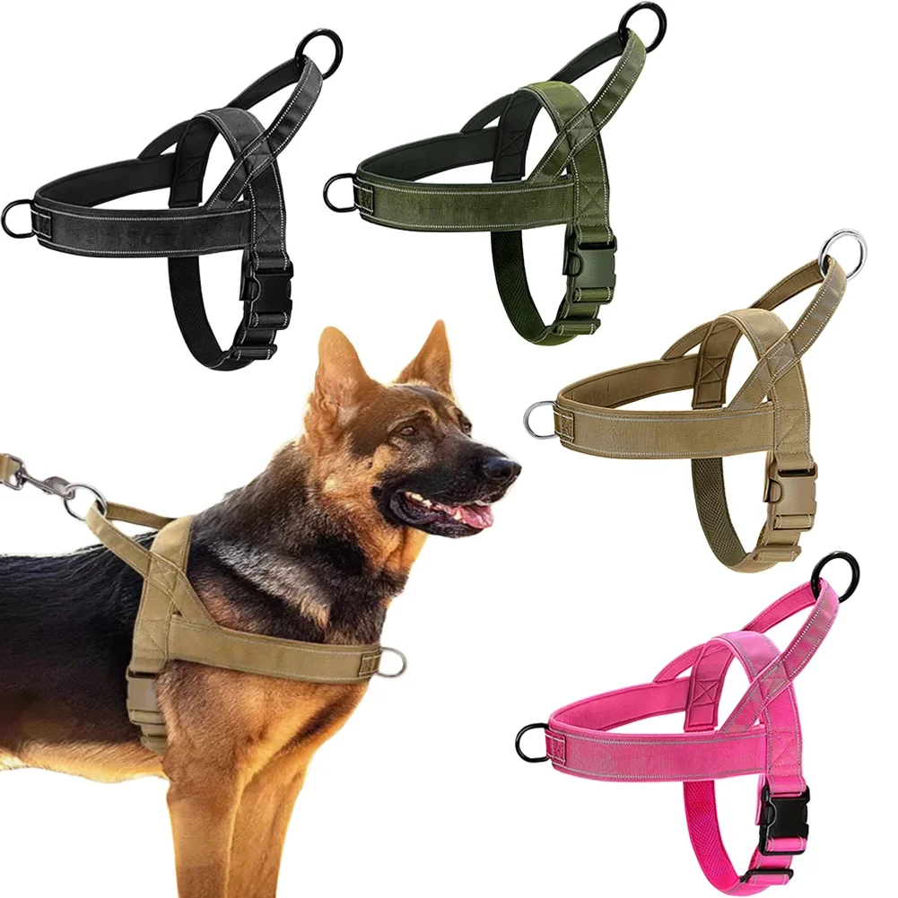 Tactical Anti-Pull Dog Harness, 1000D Nylon Adjustable for Large Dogs 1005011543268757