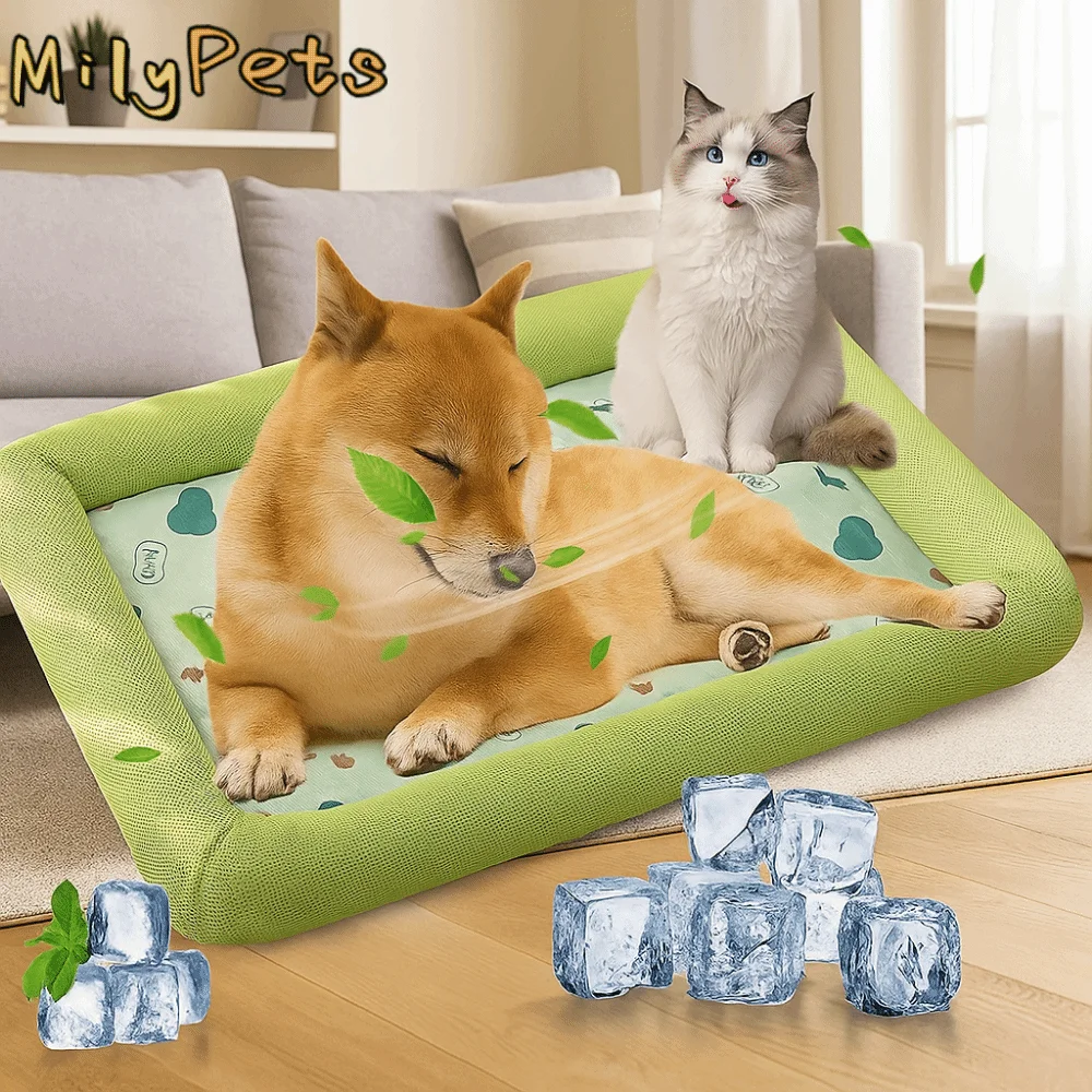 Durable Square Cooling Puppy Bed Soft Breathable Pet Mat Neck-Protecting Waterproof Dog Cat Beds 1005011544657665
