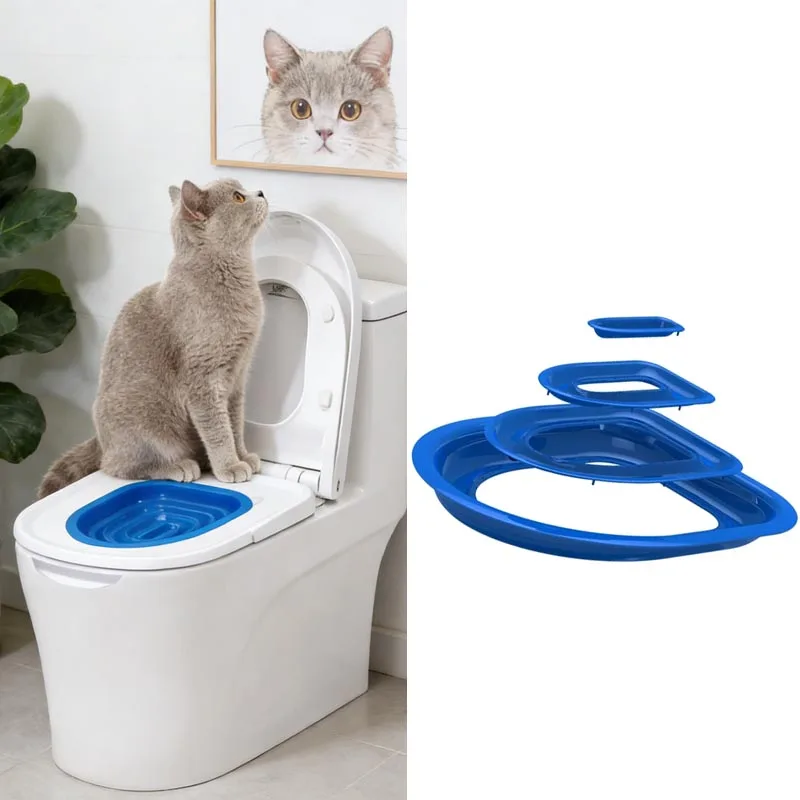 Plastic Cat Toilet Training Kit Reusable Puppy Litter Mat Pets Cleaning Training Bedpan Toilet Bowl 1005011546103296