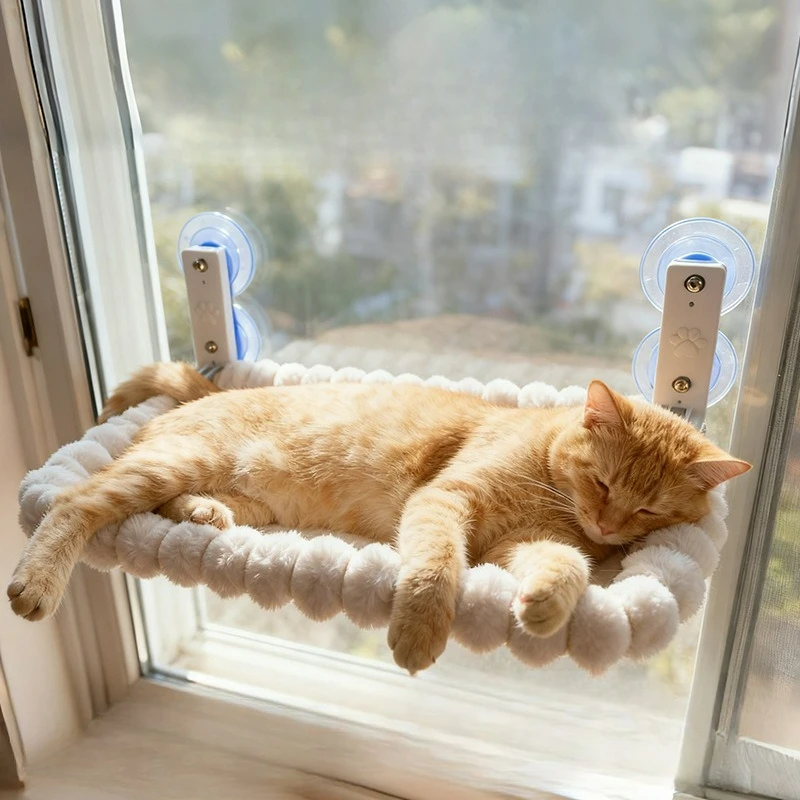 Fur Cat Hammock Foldable Hanging Cats Bed for Balcony Warm Strong Suction Cup Sum Rooms Cat Bed 1005011547992758
