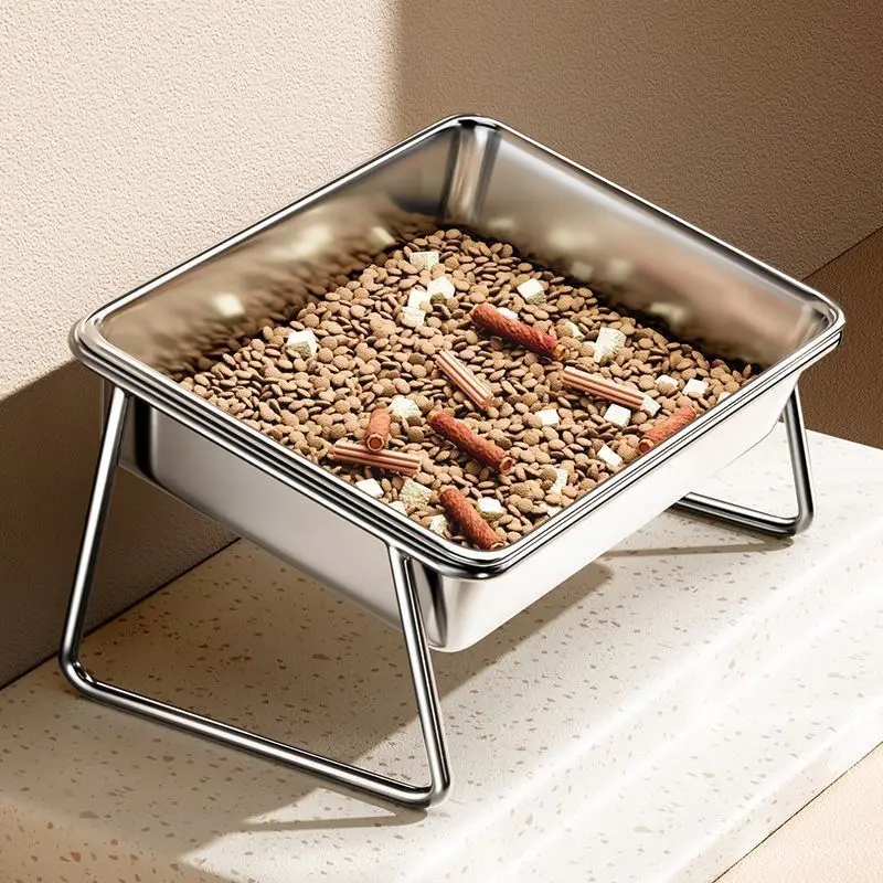 Dog Food Basin Water Bowl Drinking Enhancement Heightened Neck Guard Stainless Steel Rice Cat 1005011549860031