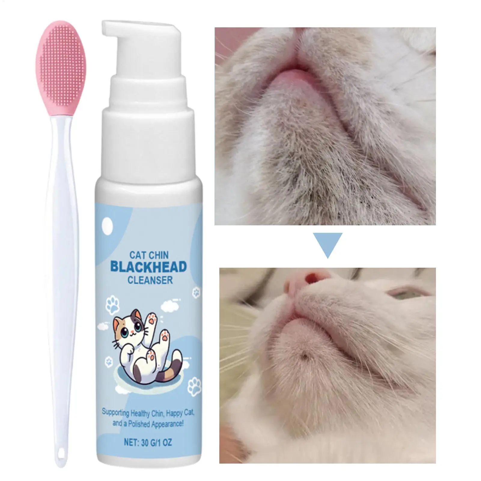 Cat Chin Cleaner Blackhead Cleaning Lotion Pet Acne Care Brush Dog Grooming Supplies Tooth (30g) 1005011550020694