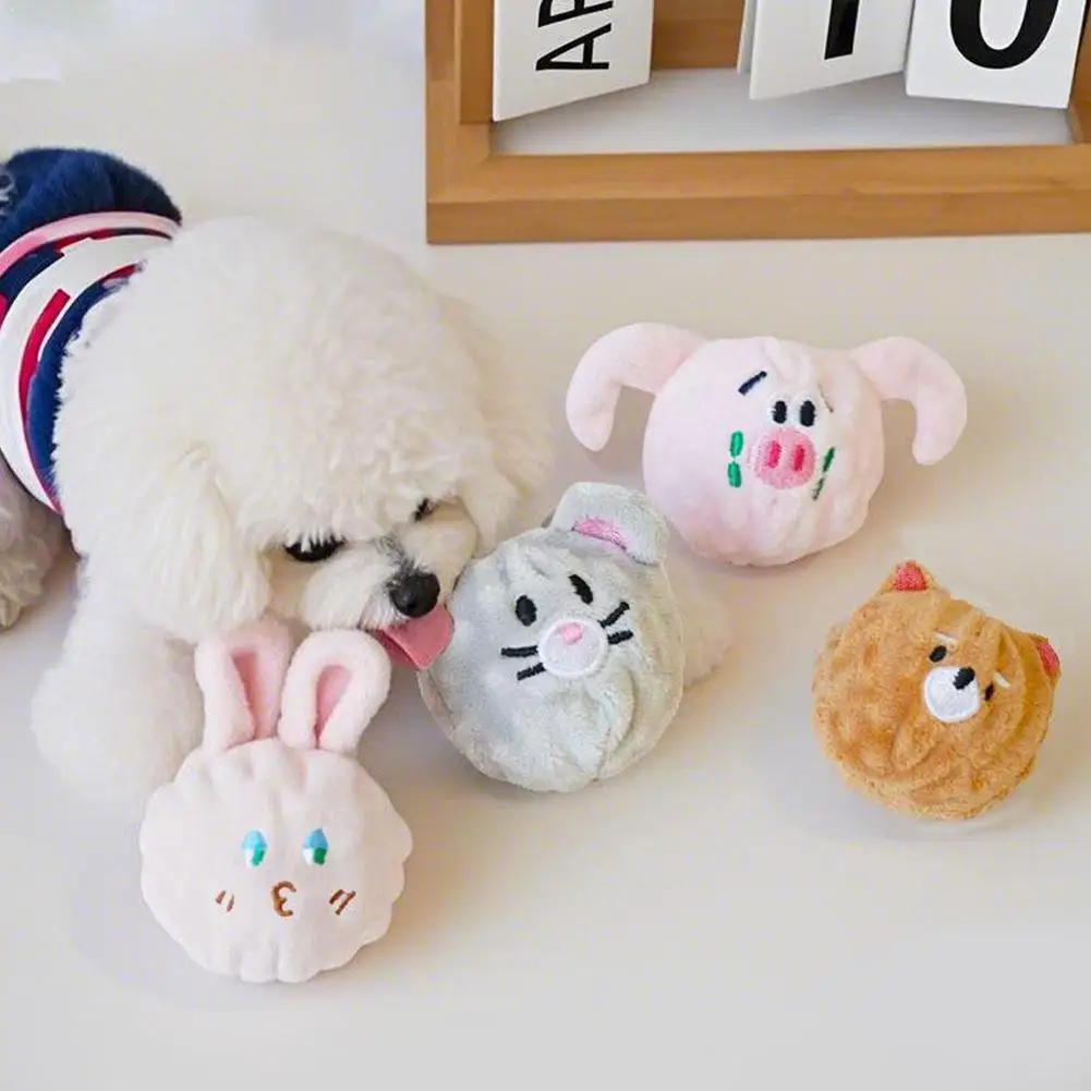Cute Animal Shaped Plush Pet Toy Ball Squeaky Interactive Elastic Chew for Small Medium Dogs Puppy 1005011551332262