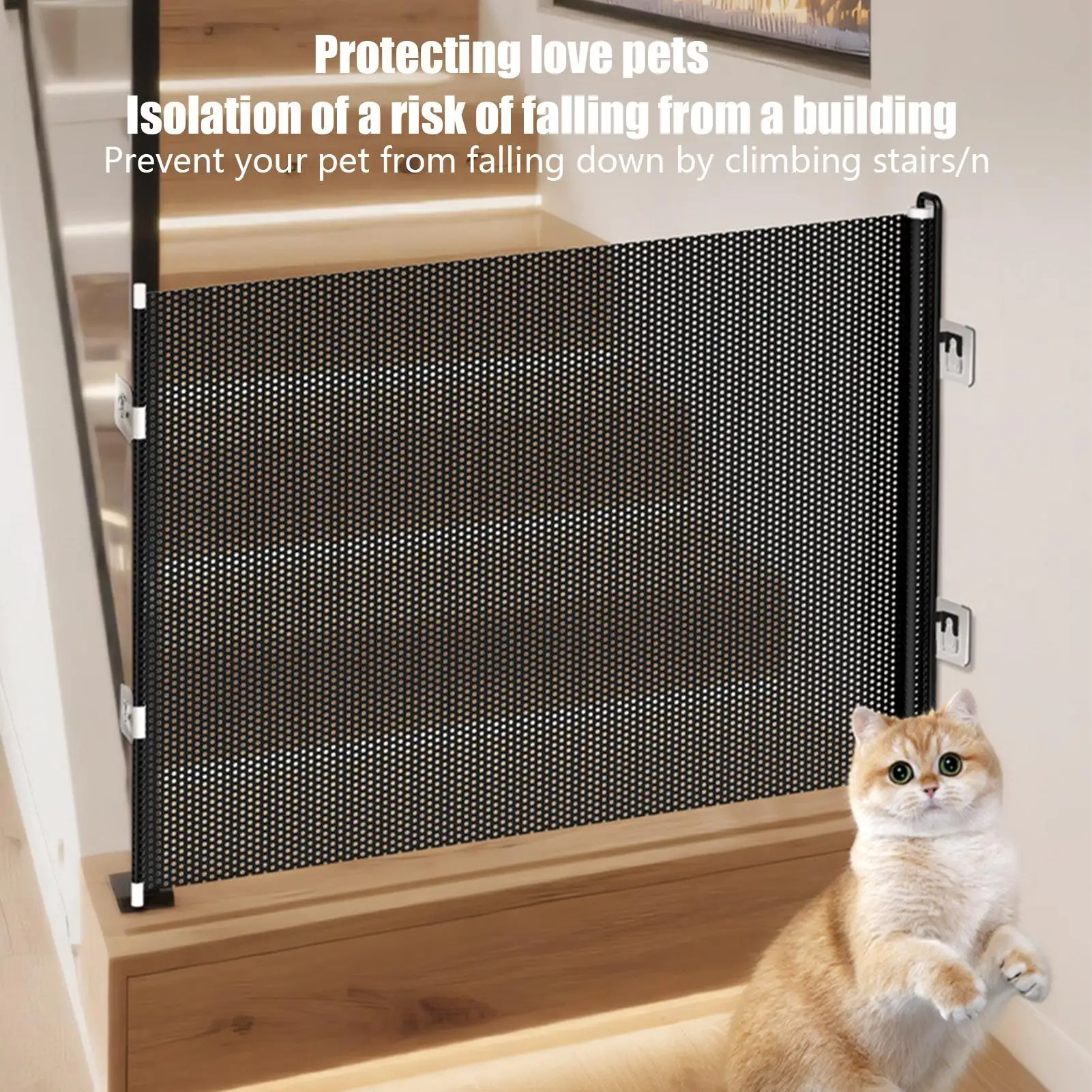Baby Gate for Stairs Indoor Retractable Stair Barrier 49 Inch Wide Childproof No Drilling 1005011557597345