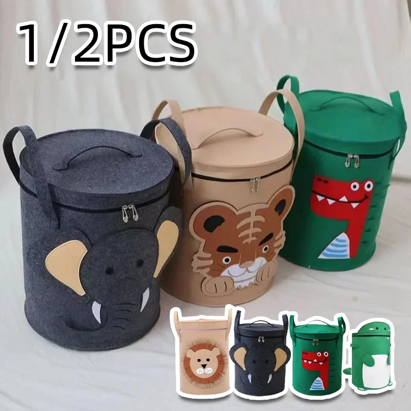 Cartoon Animal Storage Baskets Large Capacity Foldable Toy Organizer Bin with Lid for Kids Room 1005011558522954