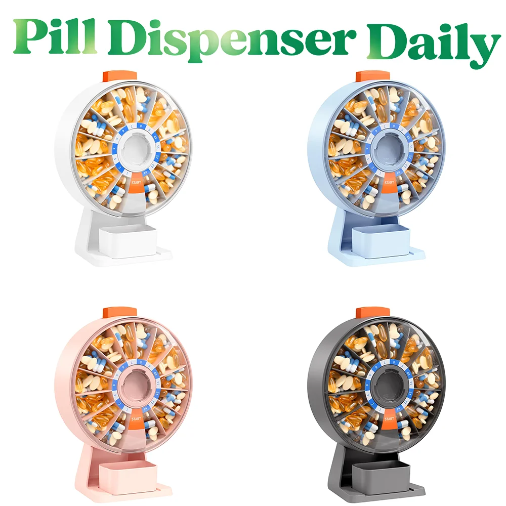 Large Pill Organizer, Pill Dispenser Dailywith Wall-Mounted or Standing Use, 14 Days Pill Box 1005011560272865