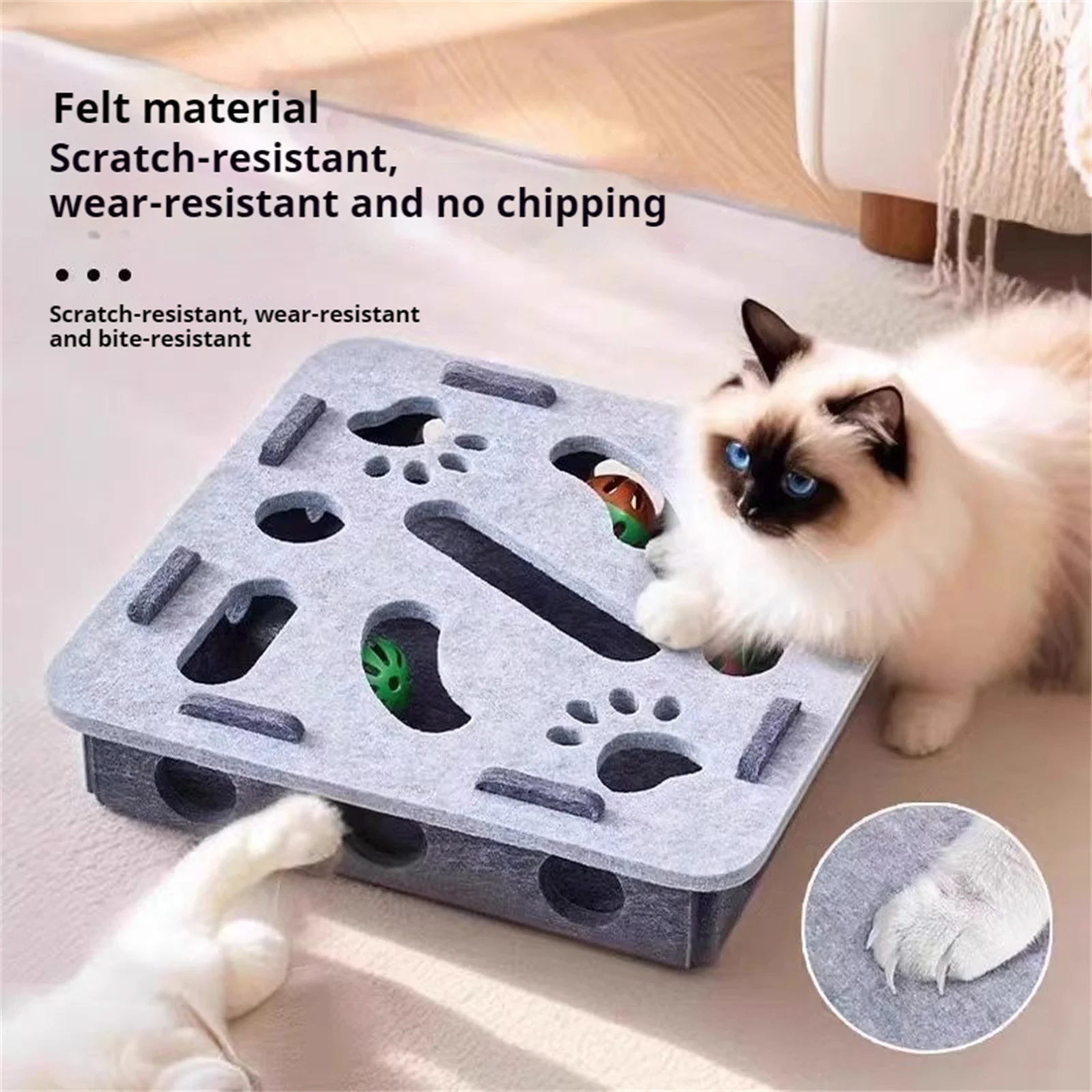 Cat Enrichment Puzzle Maze Felt Box Toy for Boredom Relief Interactive Play for Indoor Cats Mental 1005011560416057